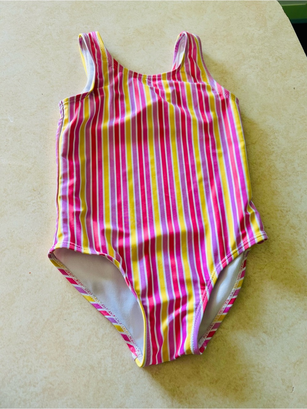 Joe Fresh Pink, Yellow & White Striped One-Piece Swimsuit